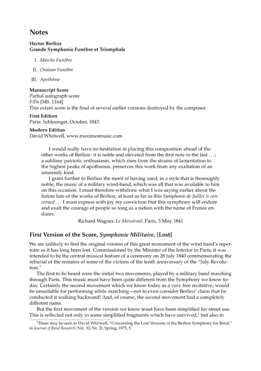 Berlioz, Symphony for Band