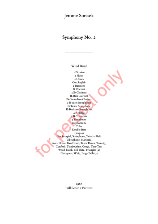 Sorcsek, Symphony No. 2