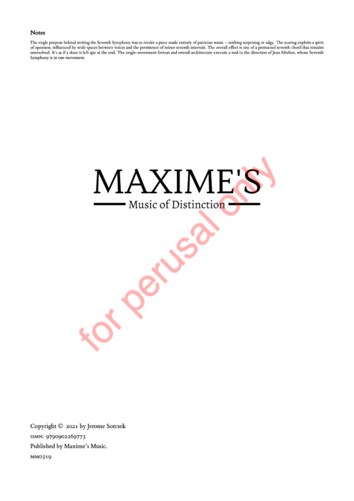 Sorcsek, Symphony No. 7